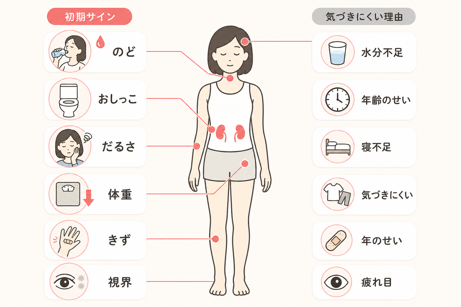 糖尿病の初期症状に気づかない人へ受診目安