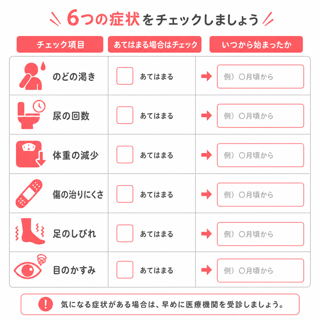 受診前に確認しておきたい体の変化のチェックリスト
